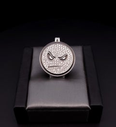 18K White Gold Diamonds Enamel Emoji charm pendant Custom Made
