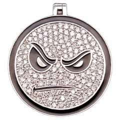 Pendentif à breloque Emoji en or blanc 18K Diamants Émail Fait sur mesure