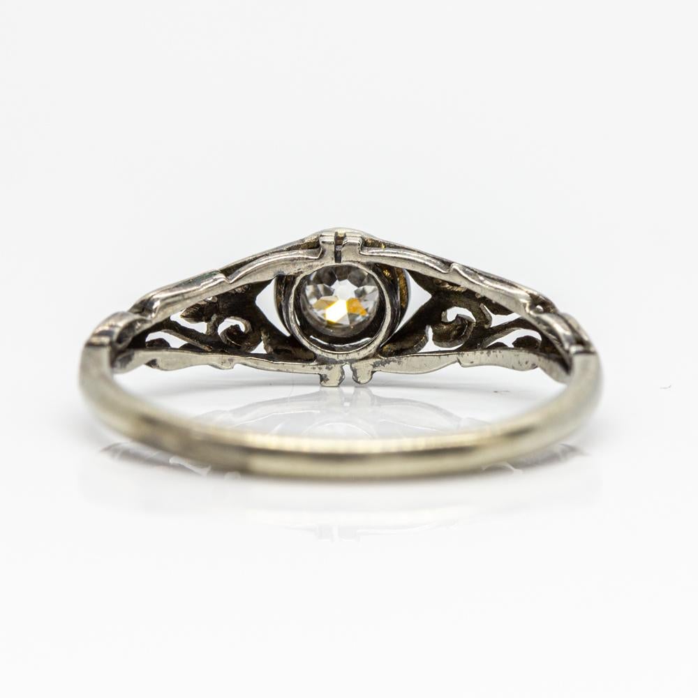 Art Deco 18 Karat White Gold Diamonds Engagement Ring For Sale