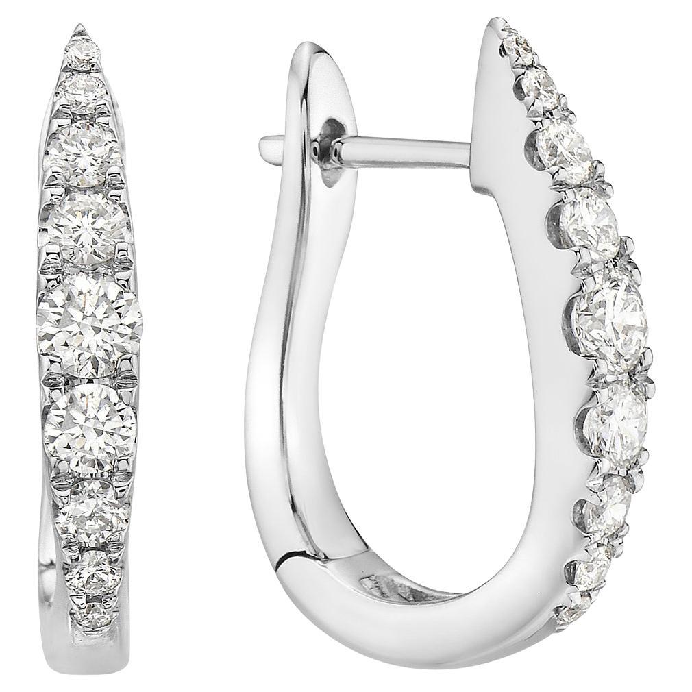 White Diamond 18k Gold Hoop Earrings For Sale at 1stDibs