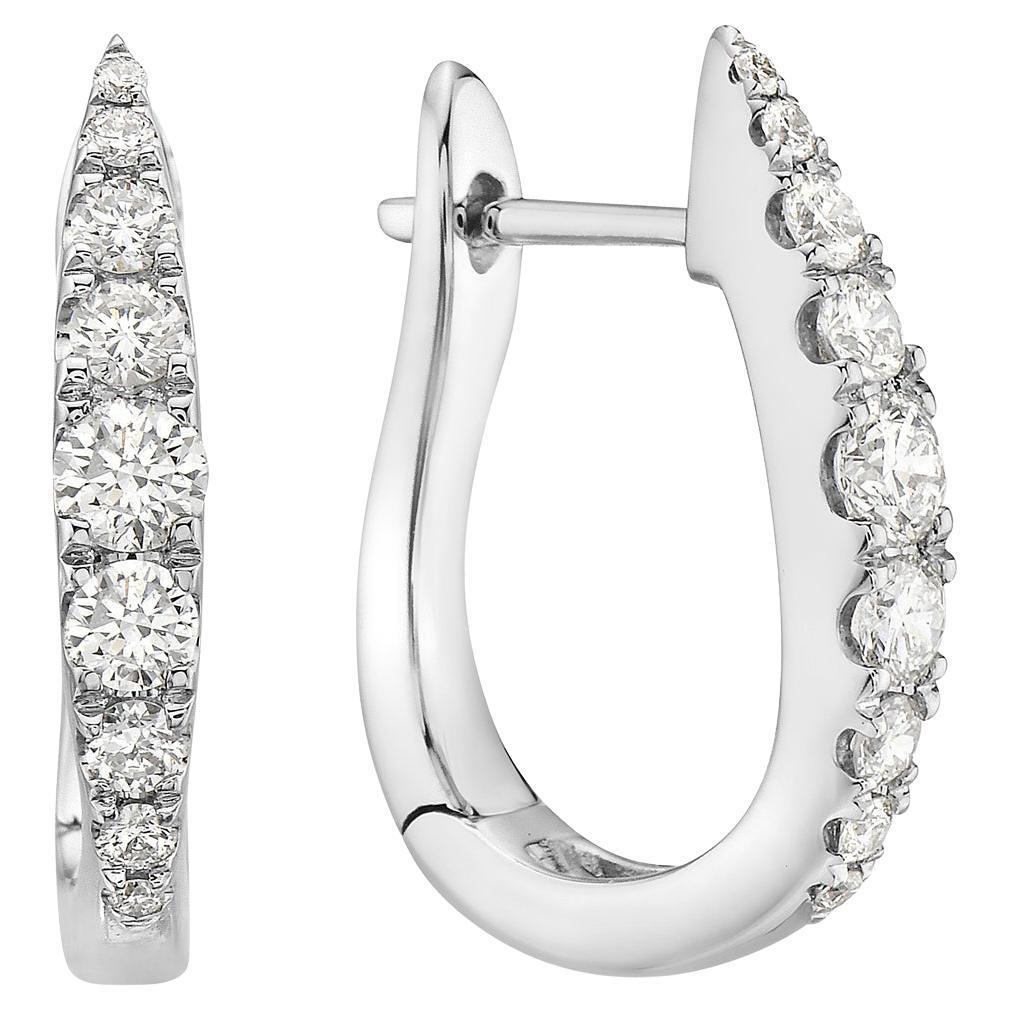 18K White Gold Diamonds Hoop Earrings