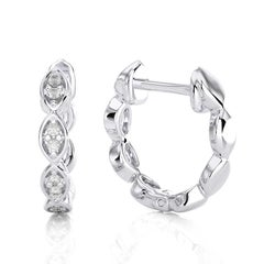 Pendiente Huggie Diamantes Oro Blanco 18K -0.07 CTW