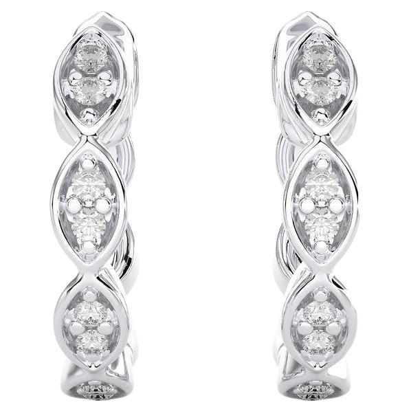 18K White Gold Diamonds Huggie Earring -0.07 CTW For Sale