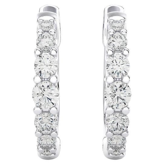 18K White Gold Diamonds Huggie Earring -0.35 CTW