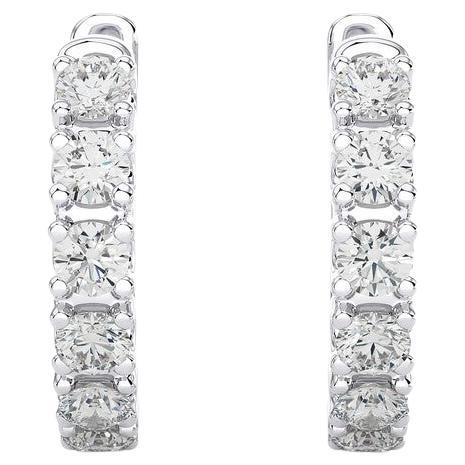 18K White Gold Diamonds Huggie Earring -0.46 CTW