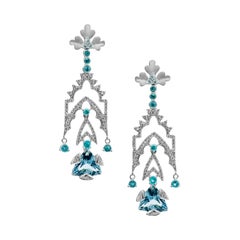 18k White Gold, Diamonds, Paraiba, Aquamarine