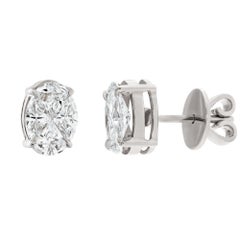18k white gold diamonds studs with 1.31 carats in mosaic illusion cut diamond