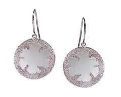 18K White Gold Disc Earrings