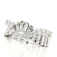 18k White Gold DNA Tapered Baguette Cts 0.53 Medium 0.46 Diamond Engagement Ring