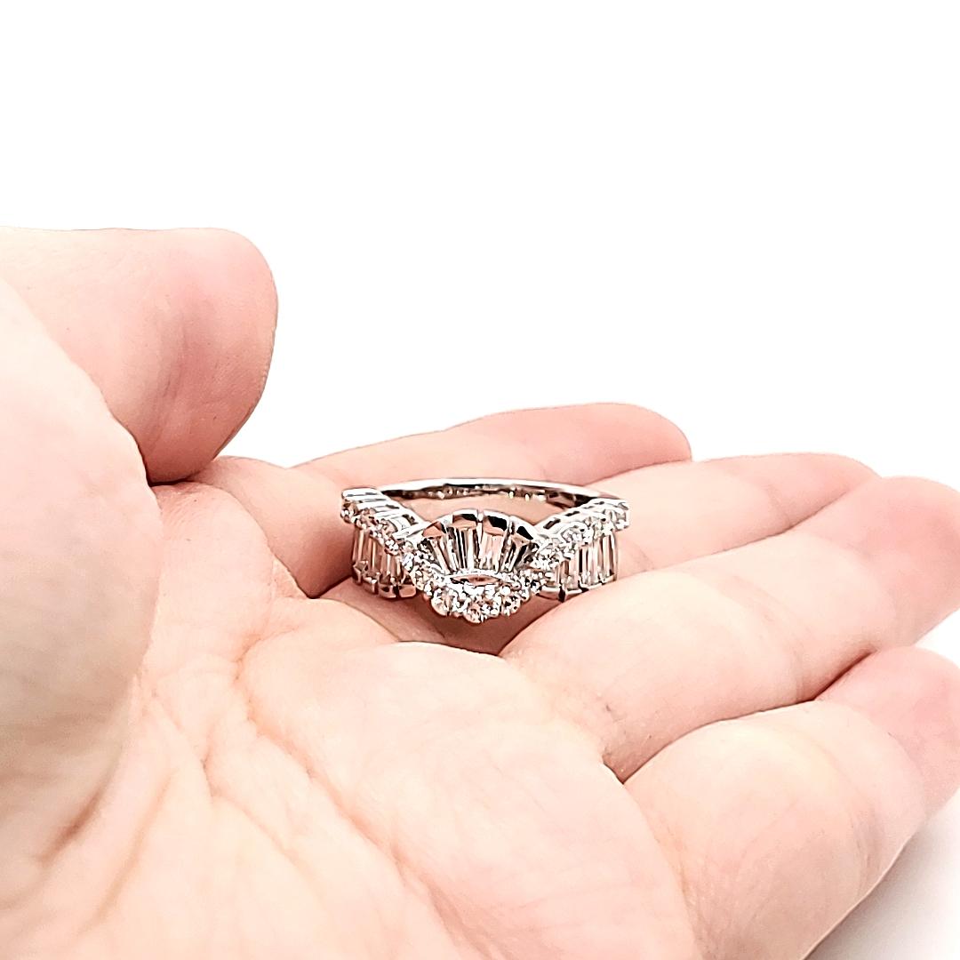18k White Gold DNA Tapered Baguette Cts 0.53 Medium 0.46 Diamond Engagement Ring For Sale 2