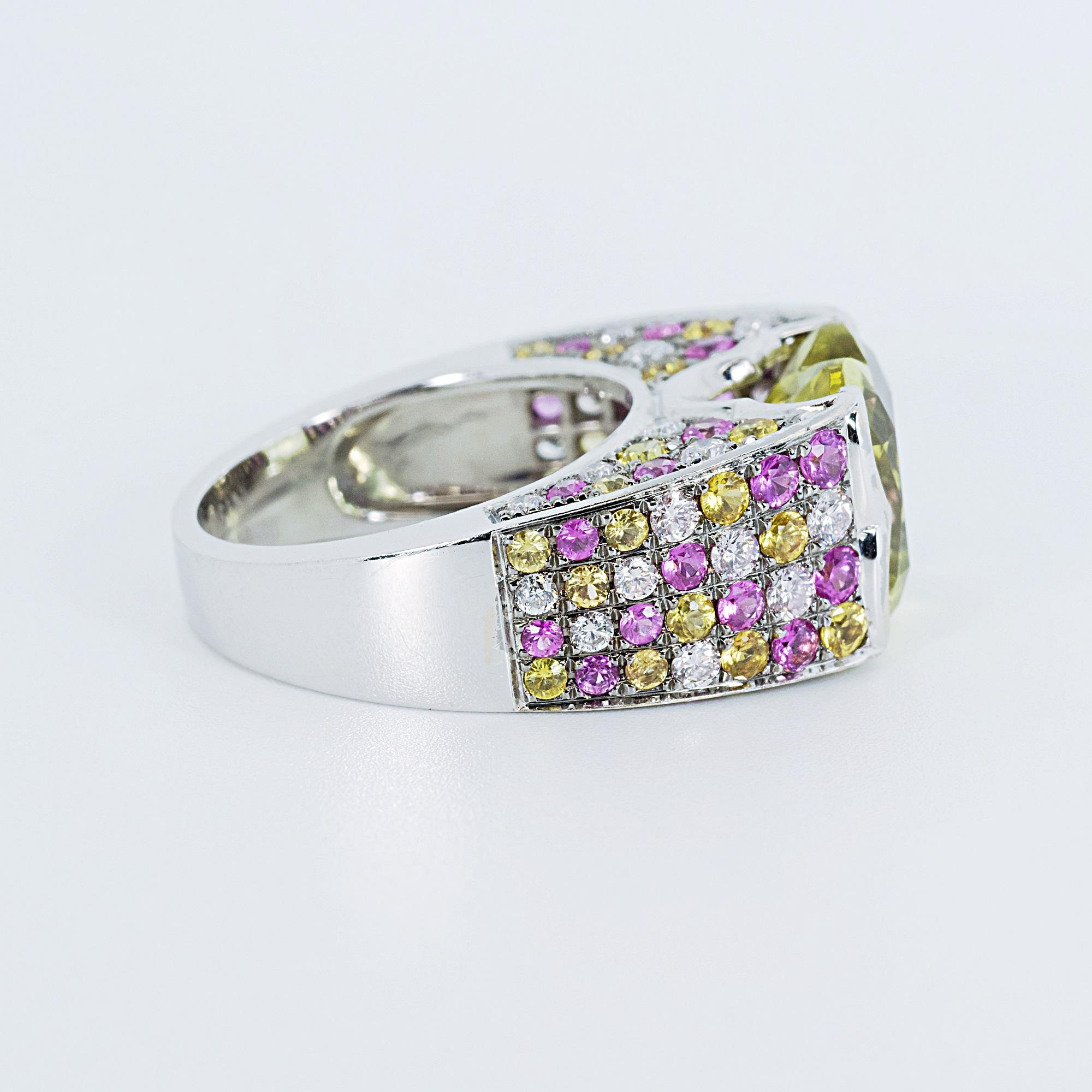 18 Karat WG Mauboussin Ring 8,45 Karat natürlicher Zitronenquarz Saphir und Diamanten 2