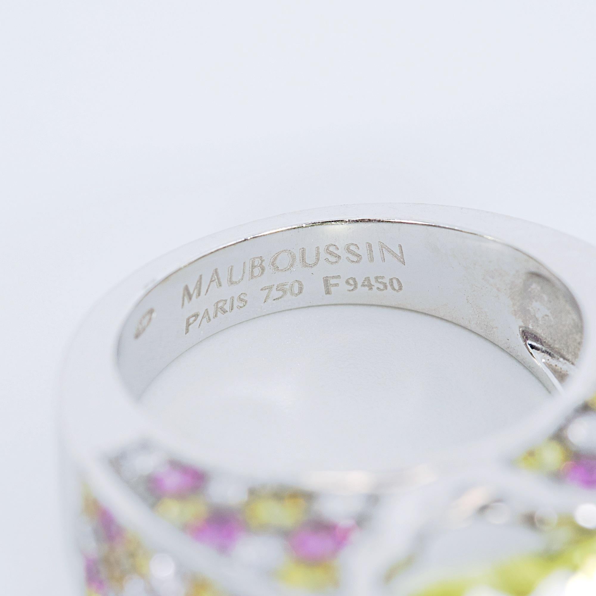 18 Karat WG Mauboussin Ring 8,45 Karat natürlicher Zitronenquarz Saphir und Diamanten 3