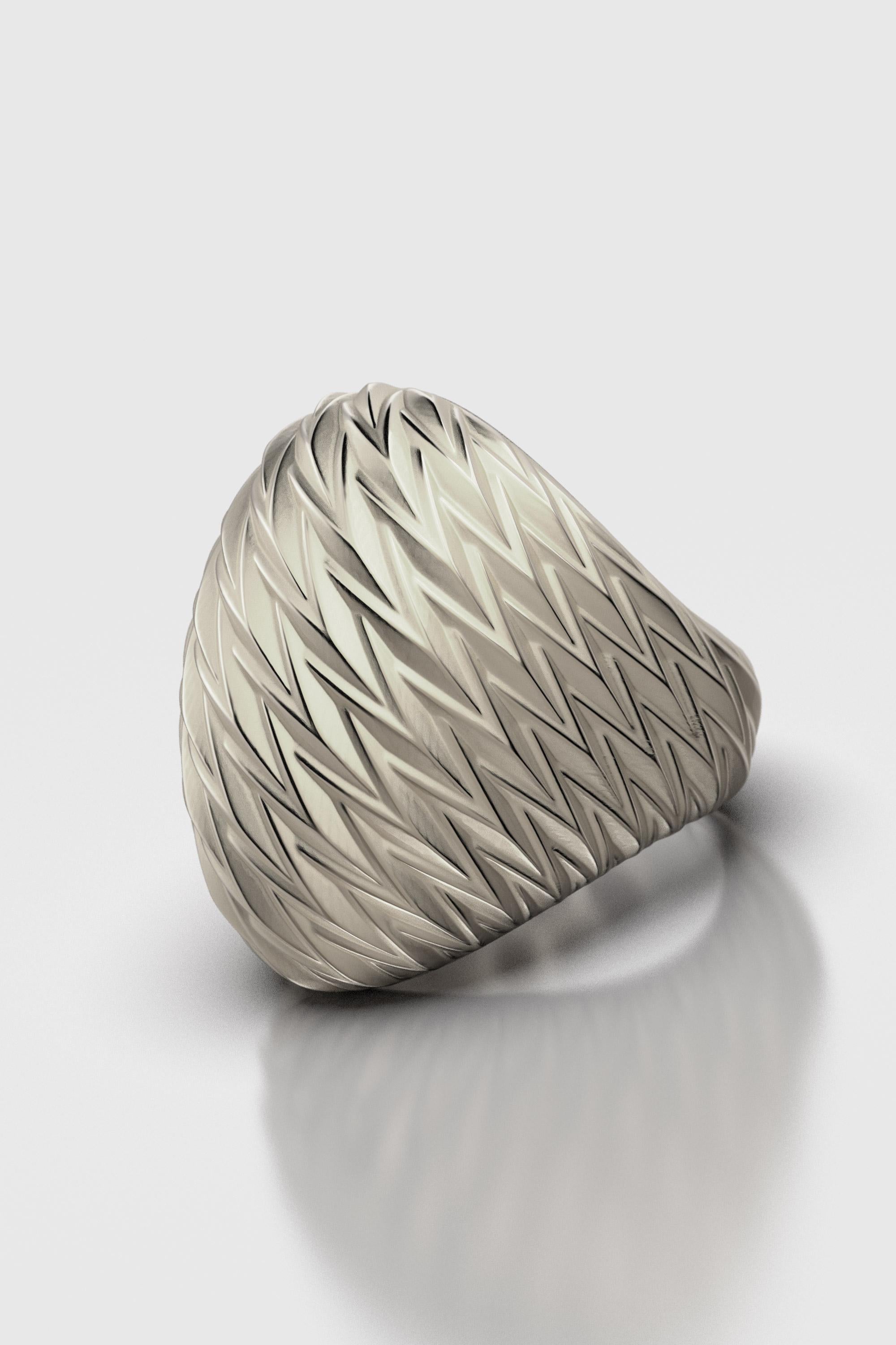 En vente :  Bague dôme en or blanc 18 carats conçue et fabriquée en Italie par Oltremare Gioielli 3
