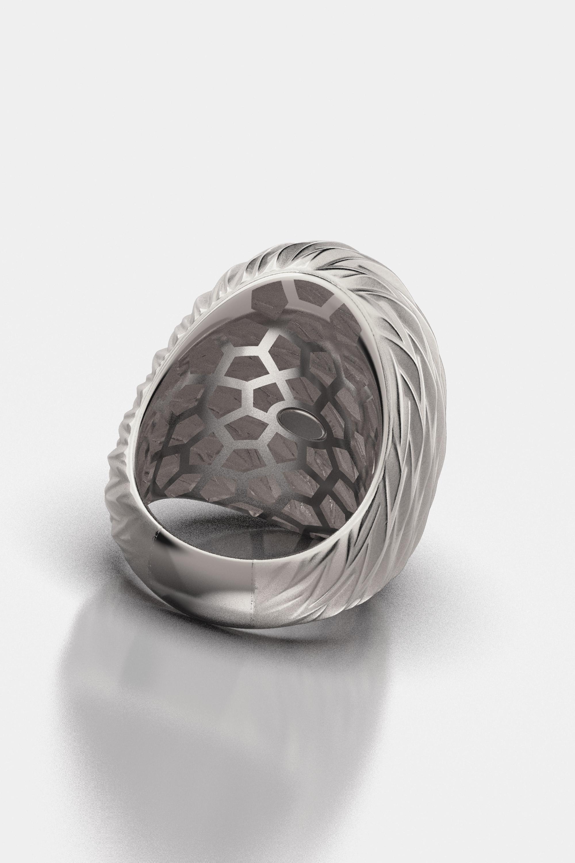 En vente :  Bague dôme en or blanc 18 carats conçue et fabriquée en Italie par Oltremare Gioielli 7