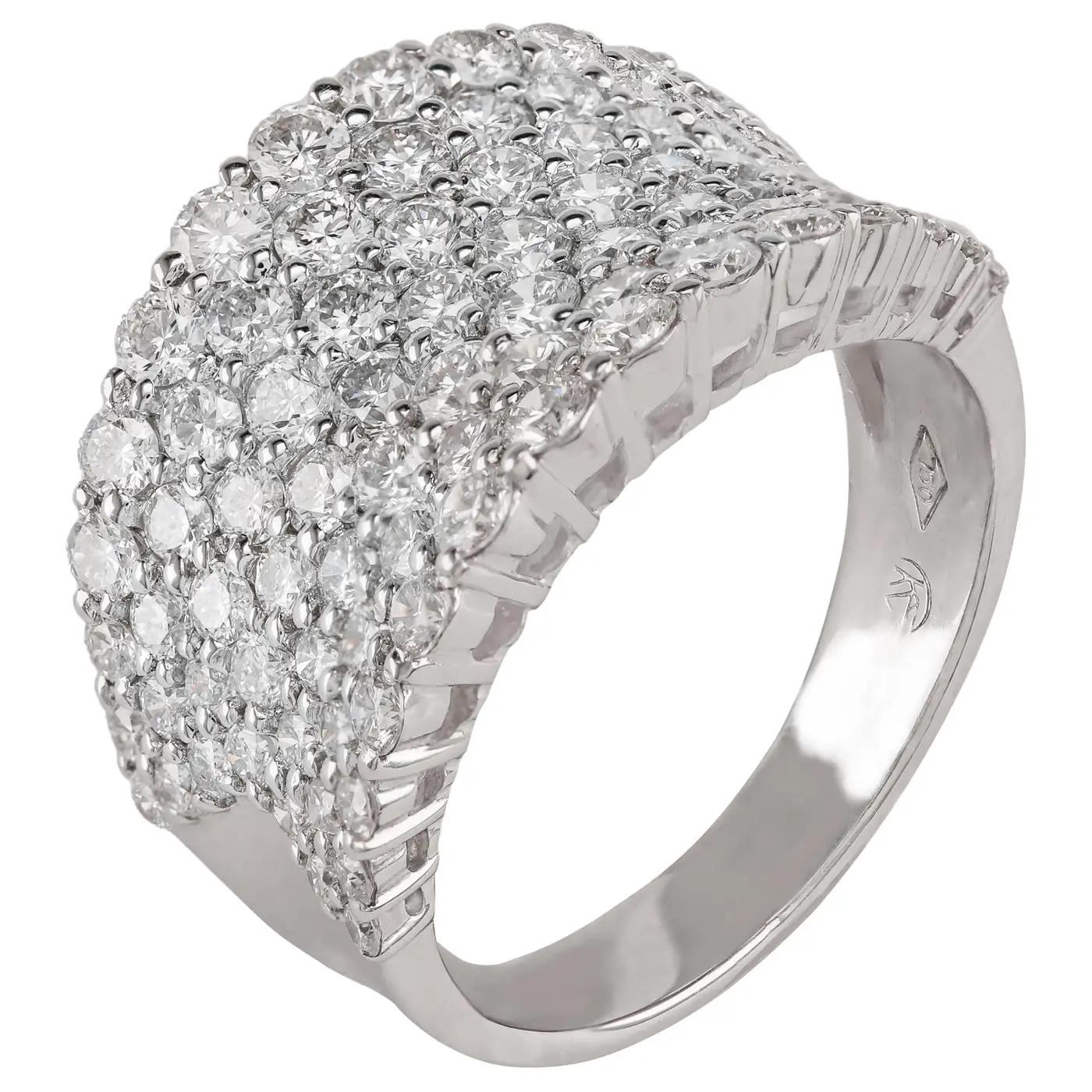 18K Weißgold Statement-Ring mit 3,10 ct Pavé-Diamanten, F Farbe VS1 Qualität (Zeitgenössisch) im Angebot
