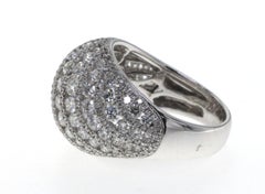 18K White Gold Domed Diamond Pave Ring – 3.19 Carats