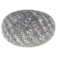18K White Gold Domed Diamond Pave Ring – 3.19 Carats
