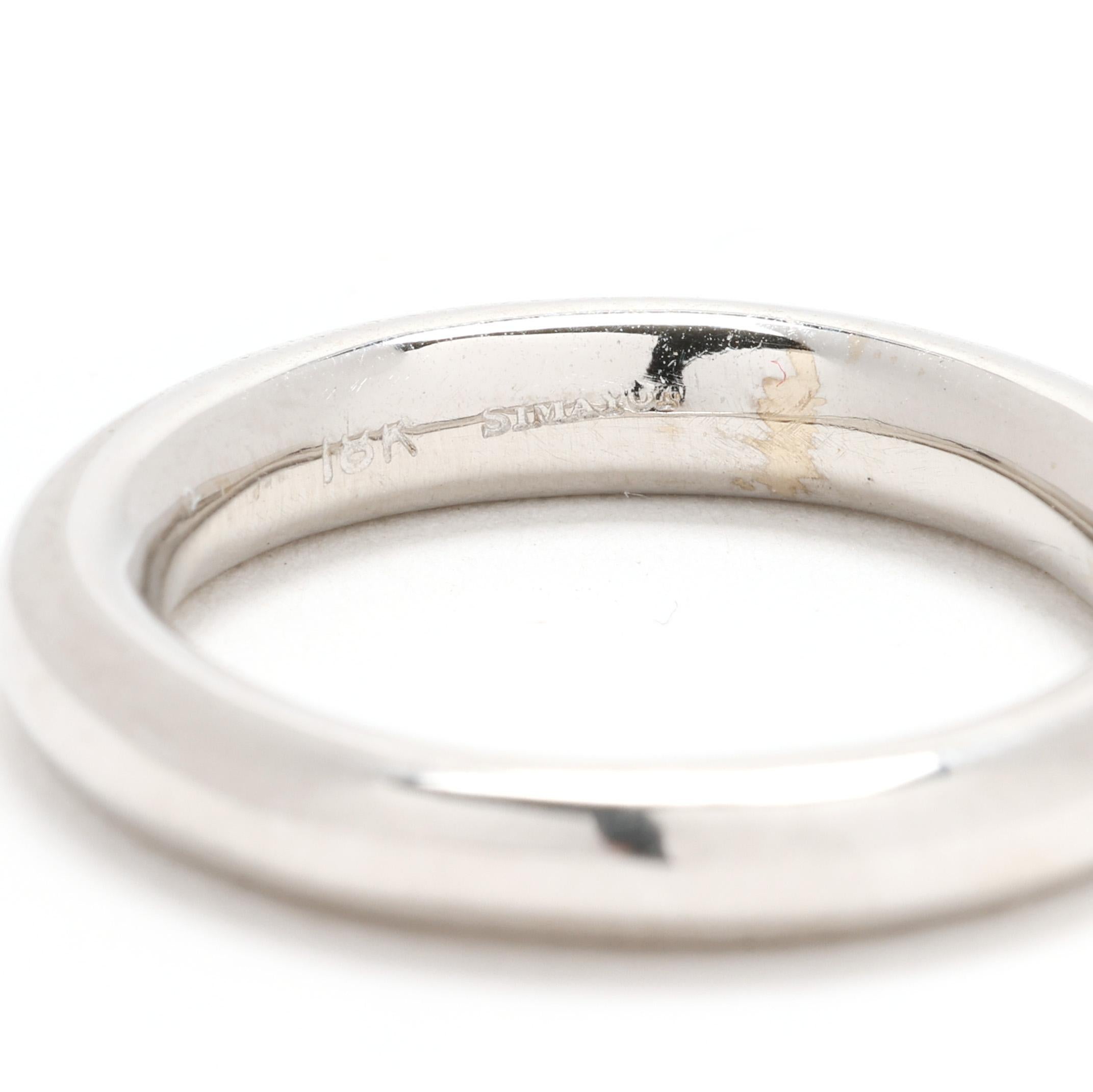 Bague à anneau en or blanc 18 carats, taille de bague 5,5, empilable Unisexe en vente