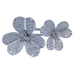 18k White Gold Double Clover Ring With Diamonds totaling 3.26ct