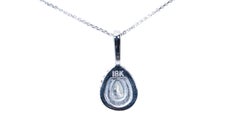 18k White gold Double Halo Pendant with Chain with 0.45 Natural Diamond-AIG Cert