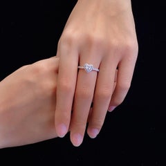 18K White Gold Double Heart Diamond Engagement Ring (Made to Order)