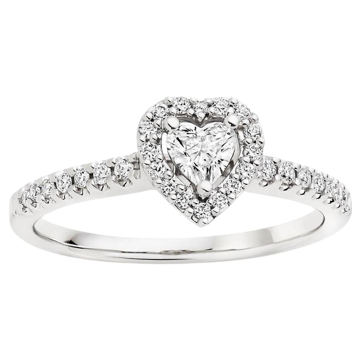 18K White Gold Double Heart Diamond Engagement Ring (Made to Order) For Sale
