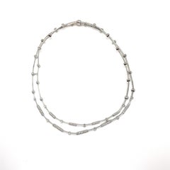 18K White Gold Double Row Diamond Necklace