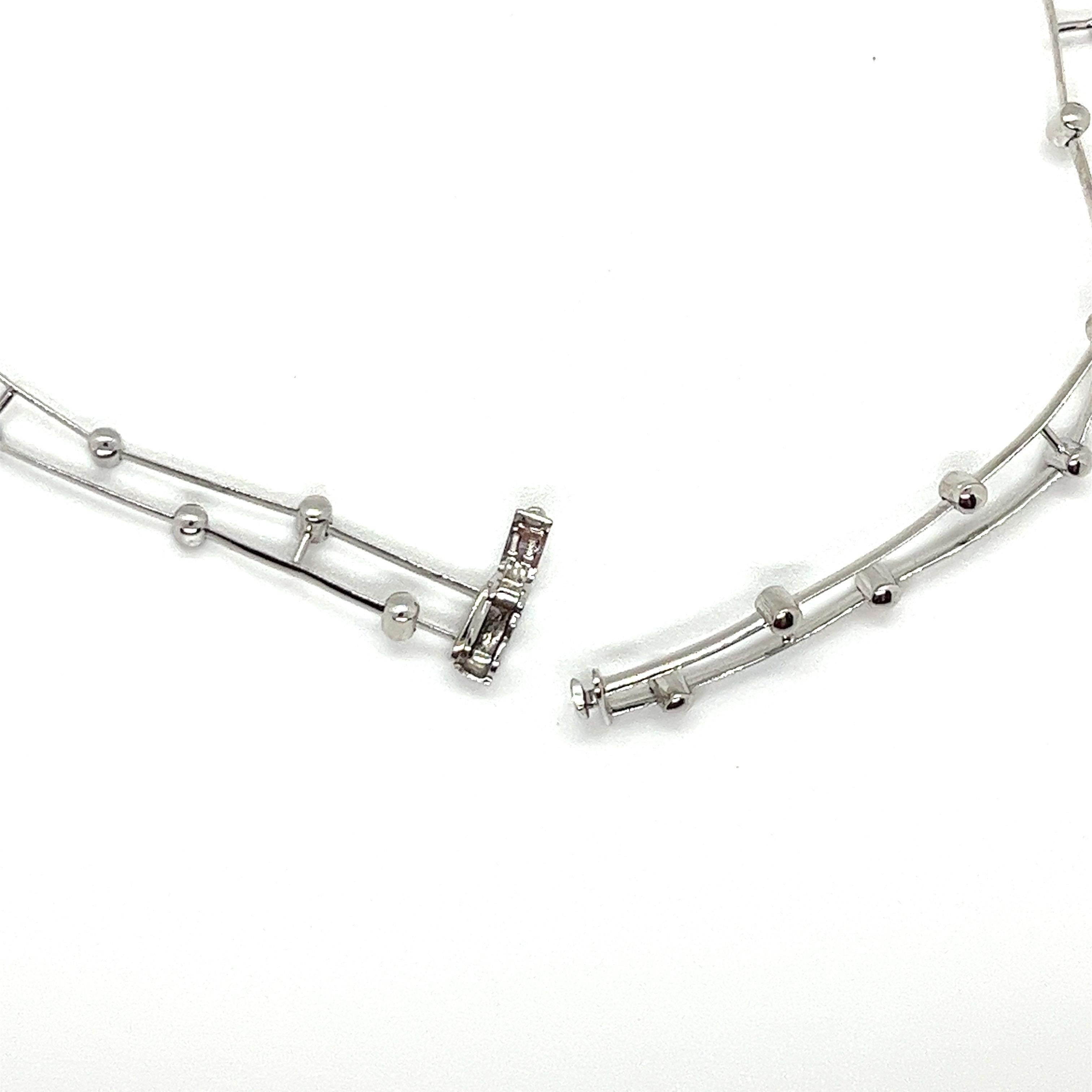 18K White Gold Double Row Diamond Necklace In Excellent Condition For Sale In Boston, MA