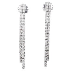 18K White Gold Double Strand Diamond Drop Earrings