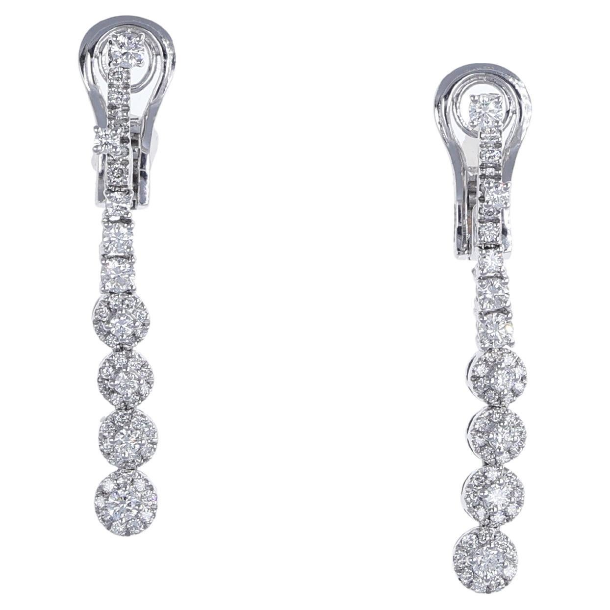18K White Gold Drop Earrings with 1.32 Carats of Natural Diamonds