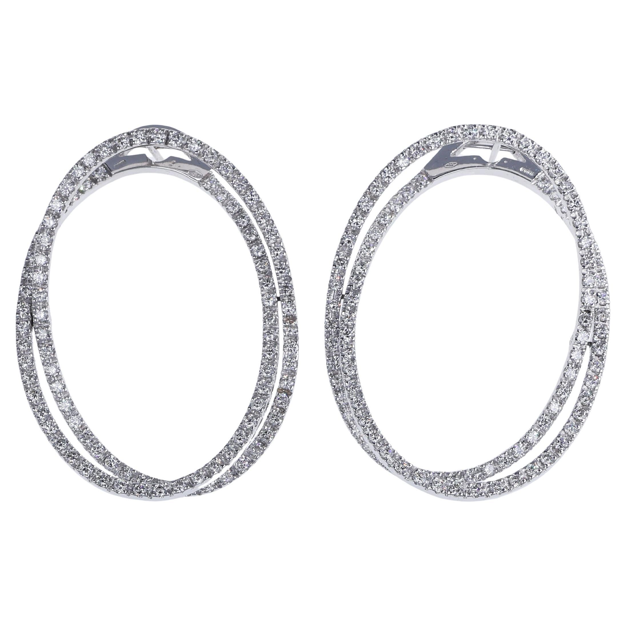 18K White Gold Drop Earrings with 3.42 Carats of Diamonds For Sale