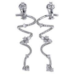 18K White Gold Drop Earrings with 4.3 Carats of White Diamonds