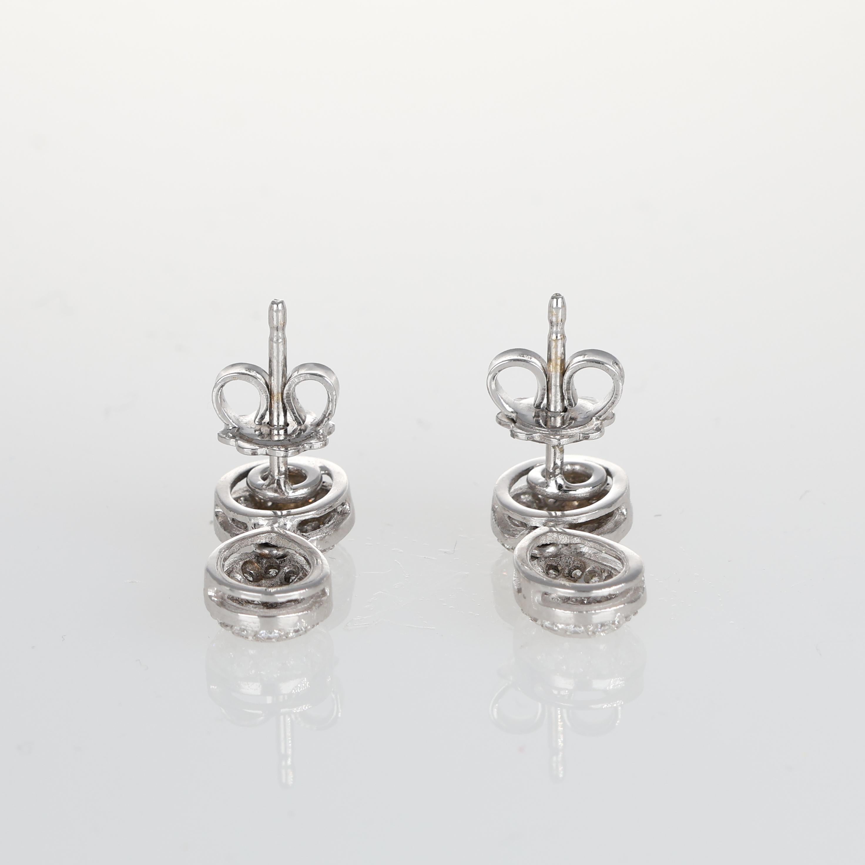 18K White Gold Drop Earrings with Diamond Pavé In New Condition For Sale In Bergamo, BG