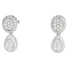 18K White Gold Drop Earrings with Diamond Pavé