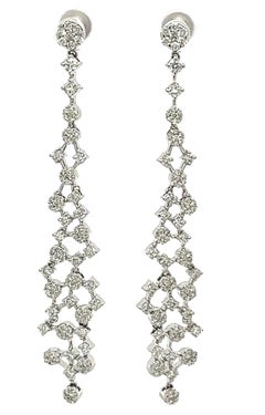 18K White Gold Drop Earrings with Diamonds