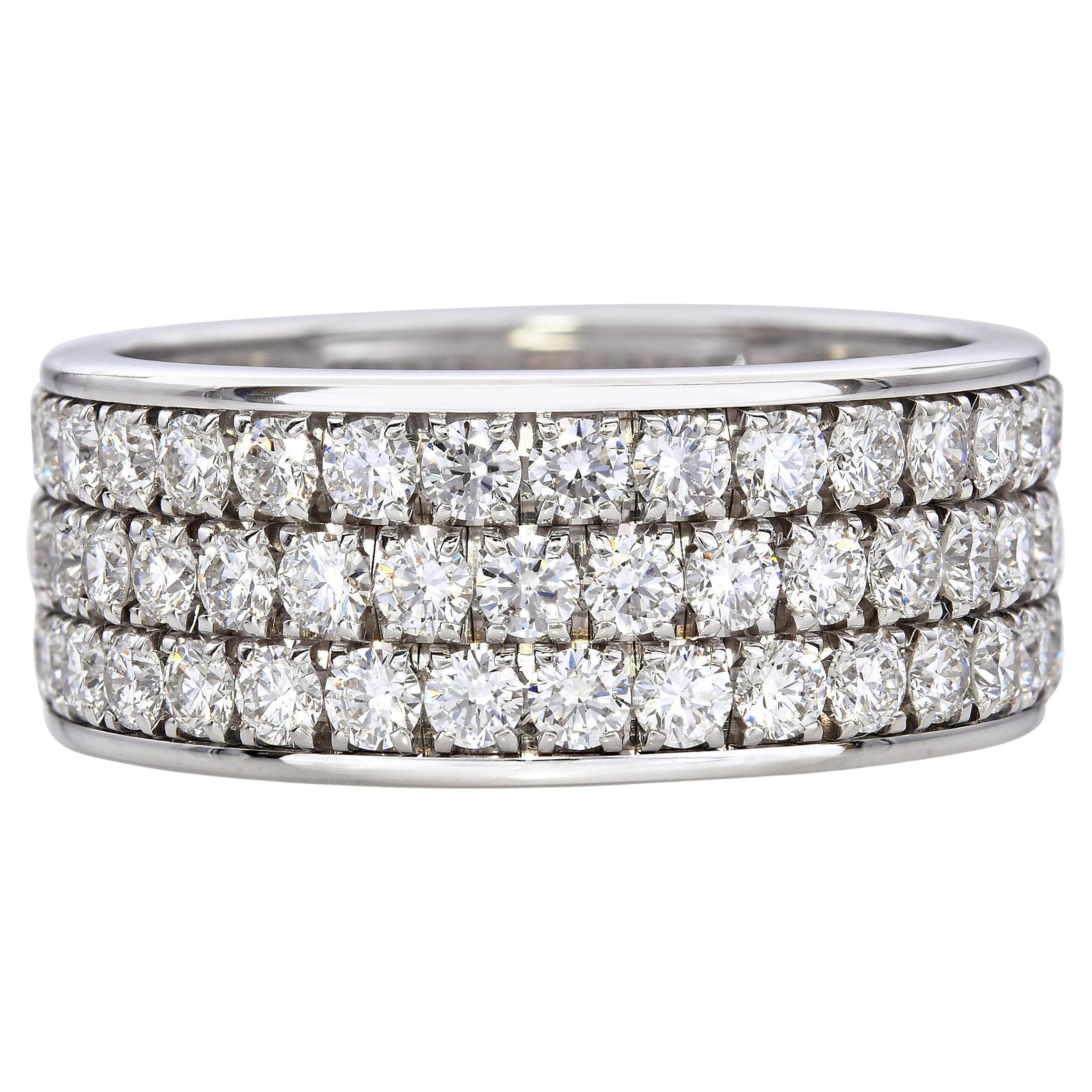 18k White Gold E VVS 5.75tcw Diamond Band Ring For Sale
