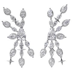 Boucles d'oreilles en or blanc 18 carats, 2 diamants en forme de poire 6,23 carats, D-E, IF, certifié GIA