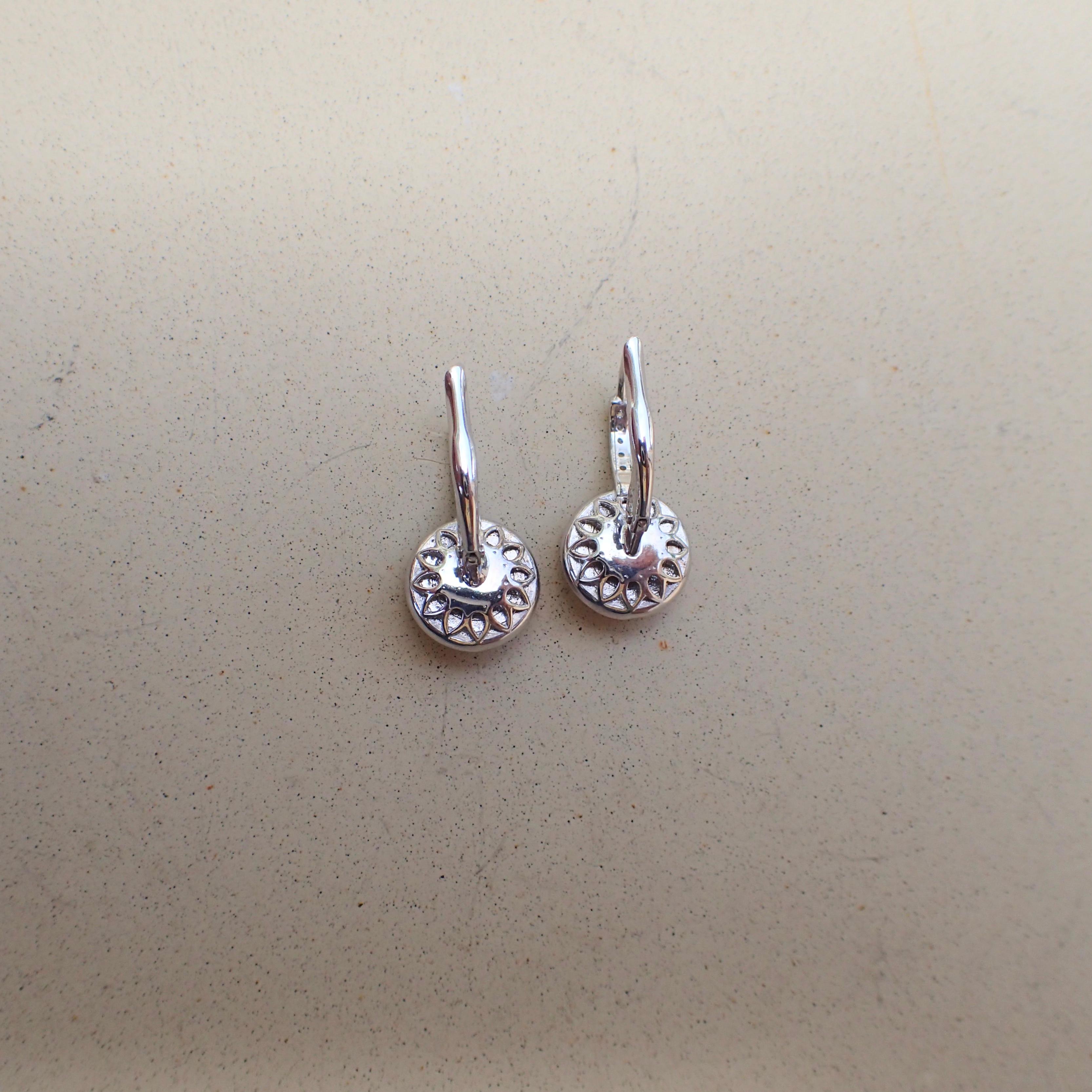 18k White Gold Earrings, 2.43 Carat Chatham-Created Ruby, 0.41 Carat Diamond 2