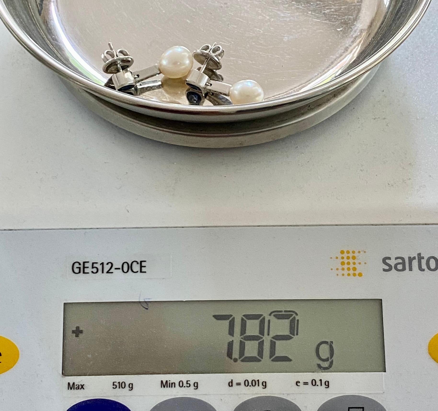 18k. Ohrringe aus Weißgold mit Saphiren und Diamanten, Italien, 2020 6