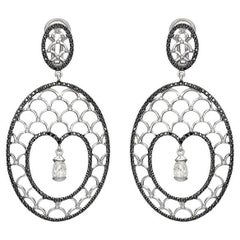 Pendientes Oro Blanco 18K Diamante Blanco y Negro