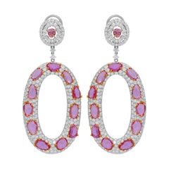 18k White Gold Earrings with 12.62cts Pink Sapphire and 10.85cts Diamond