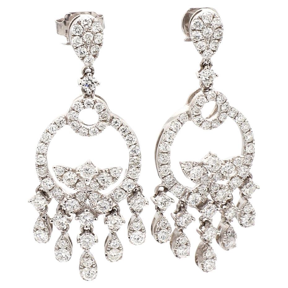 18K White Gold Earrings with 2.10ctw Round Diamonds