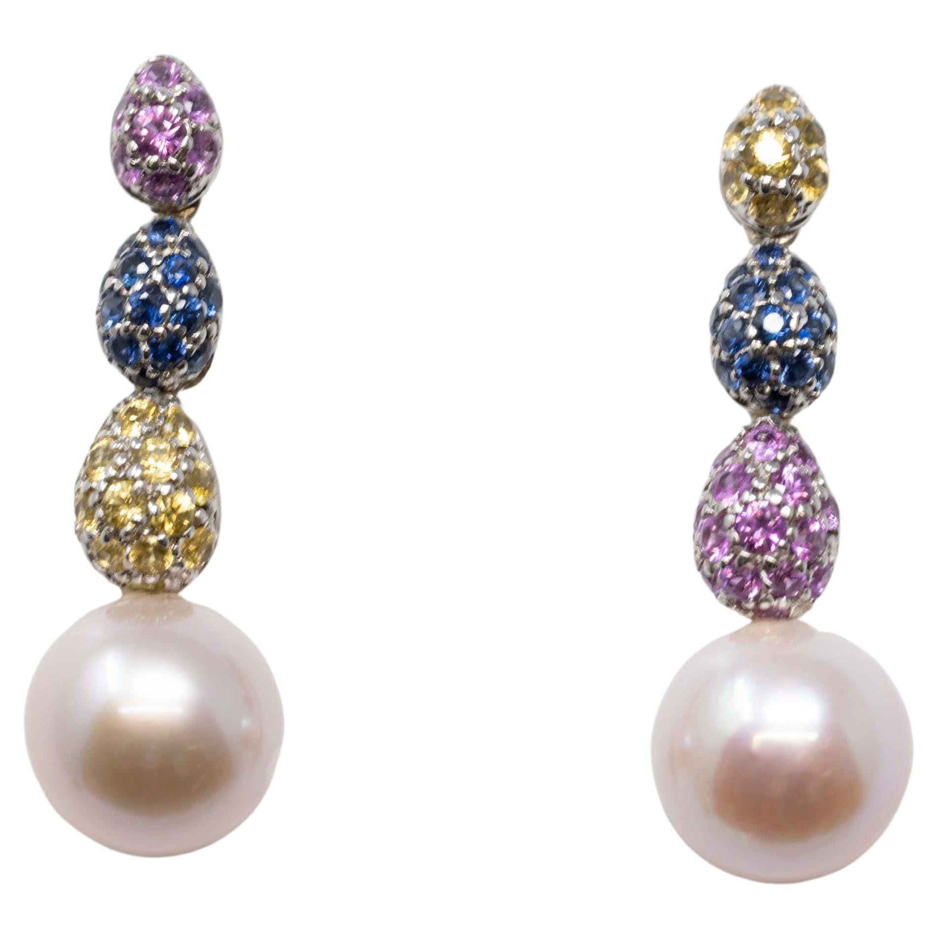 18k White Gold Earrings with 72 Corundum Sapphires