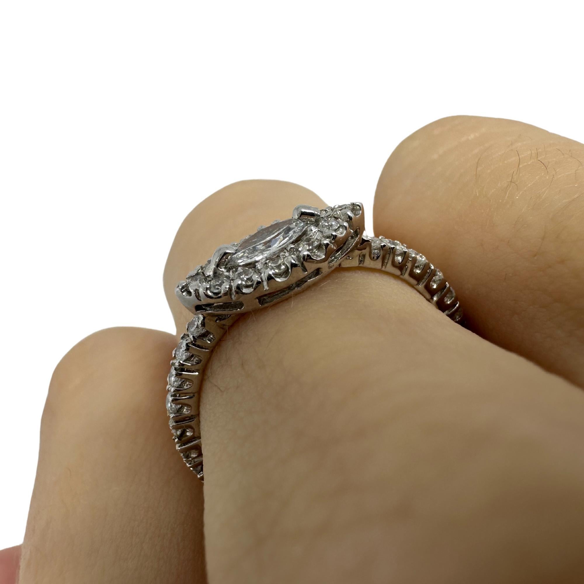 18k White Gold East-West Marquise Cut Diamond Ring For Sale 3