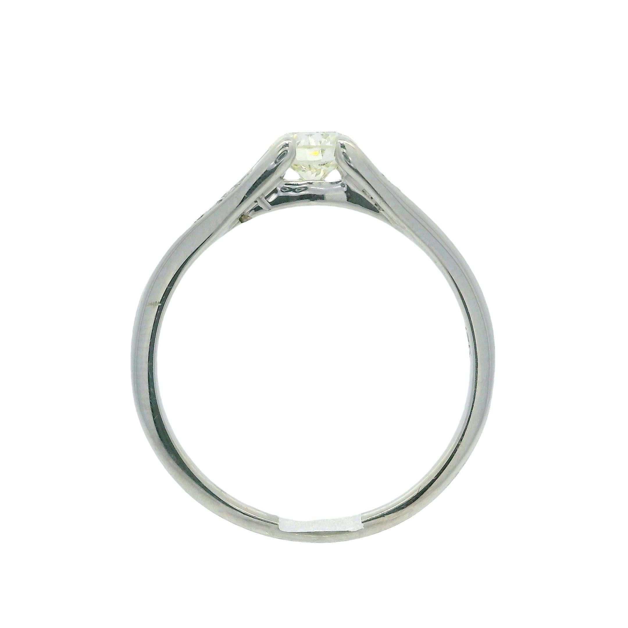 18k White Gold EGL .70ctw Round Brilliant Cut Diamond Solitaire Engagement Ring For Sale 7