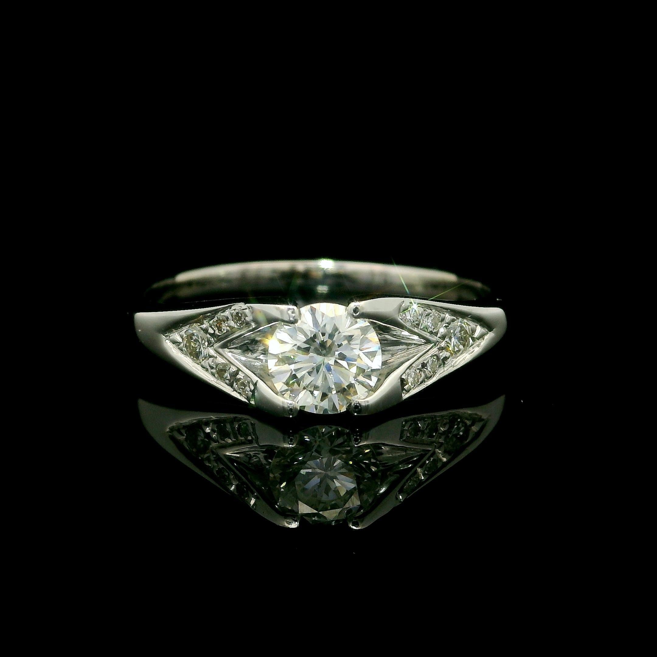 18k White Gold EGL .70ctw Round Brilliant Cut Diamond Solitaire Engagement Ring For Sale 8