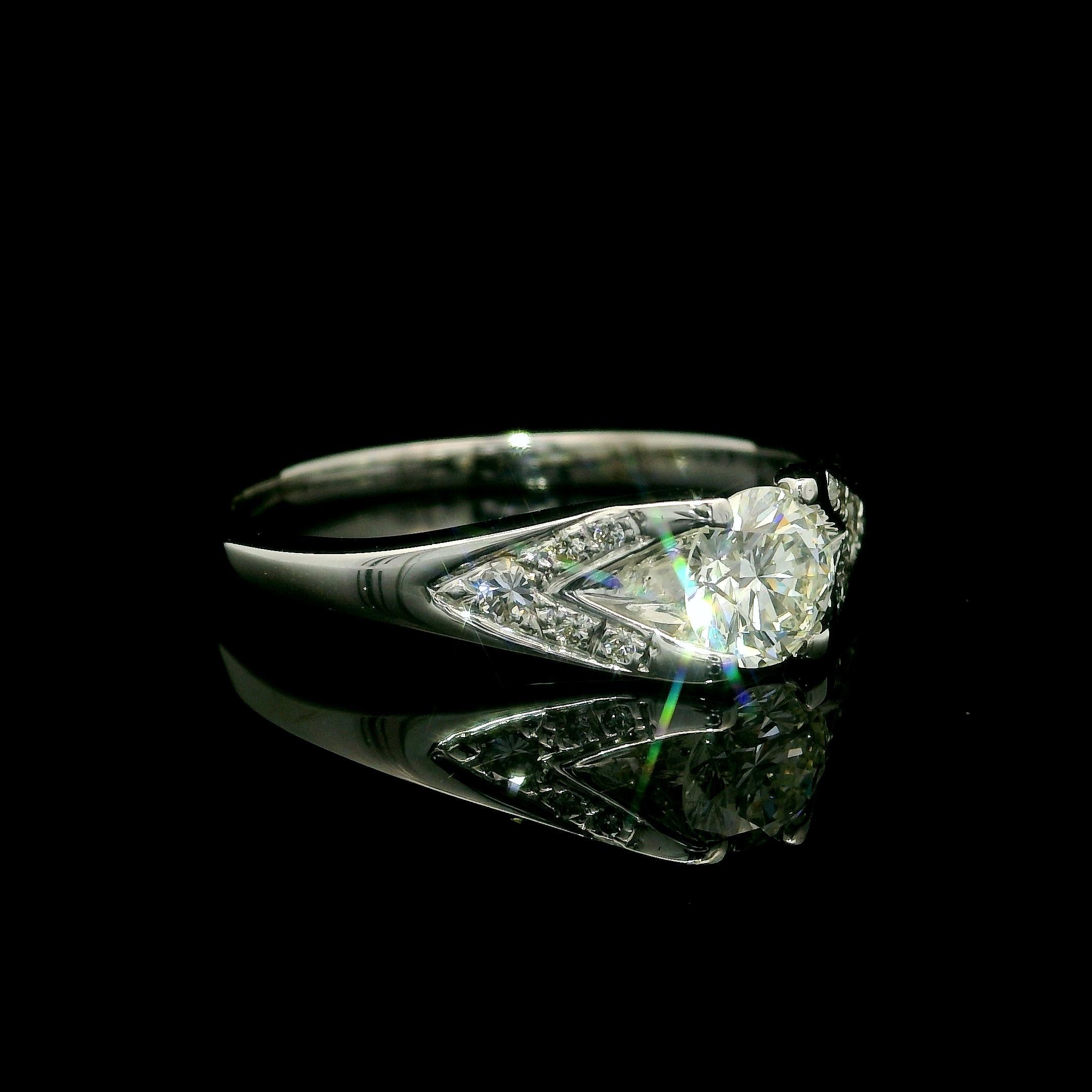 18k White Gold EGL .70ctw Round Brilliant Cut Diamond Solitaire Engagement Ring For Sale 9