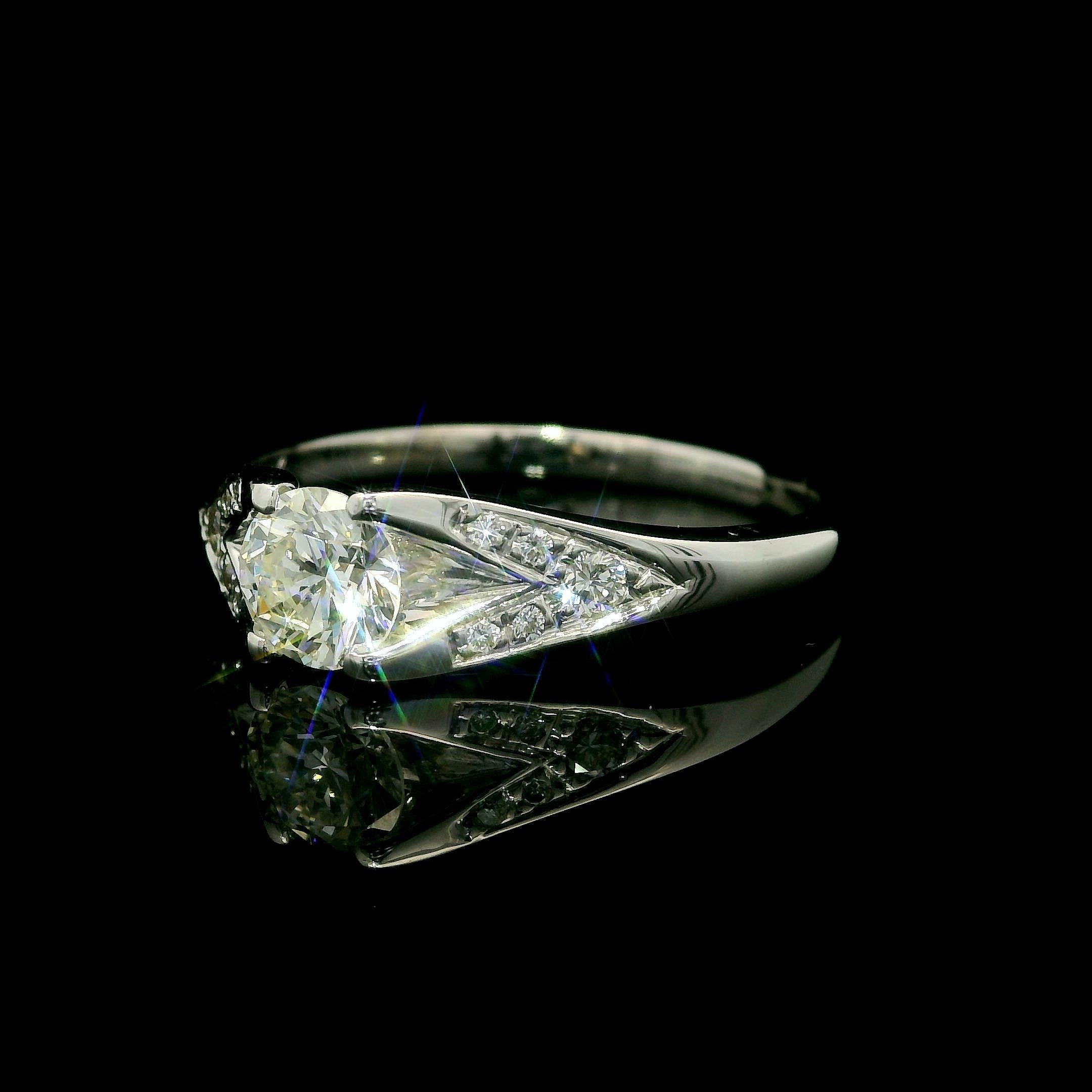 --Stone(s):--
(1) Natural Genuine Diamond - Round Brilliant Cut - Prong Set - H-I Color - VS2/SI1 Clarity - 0.58ct (exact - EGL graded)
**See Certifications Details Below**
(10) Natural Genuine Diamonds - Round Brilliant Cut - Pave Set - G-I Color -