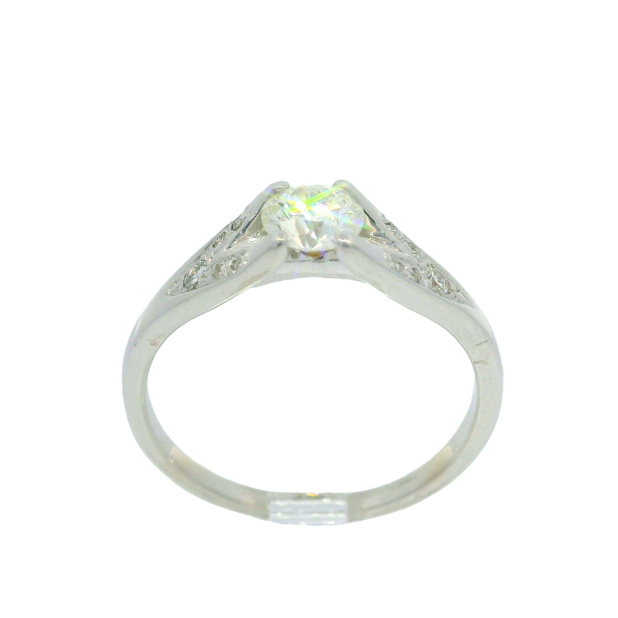 18k White Gold EGL .70ctw Round Brilliant Cut Diamond Solitaire Engagement Ring For Sale 4