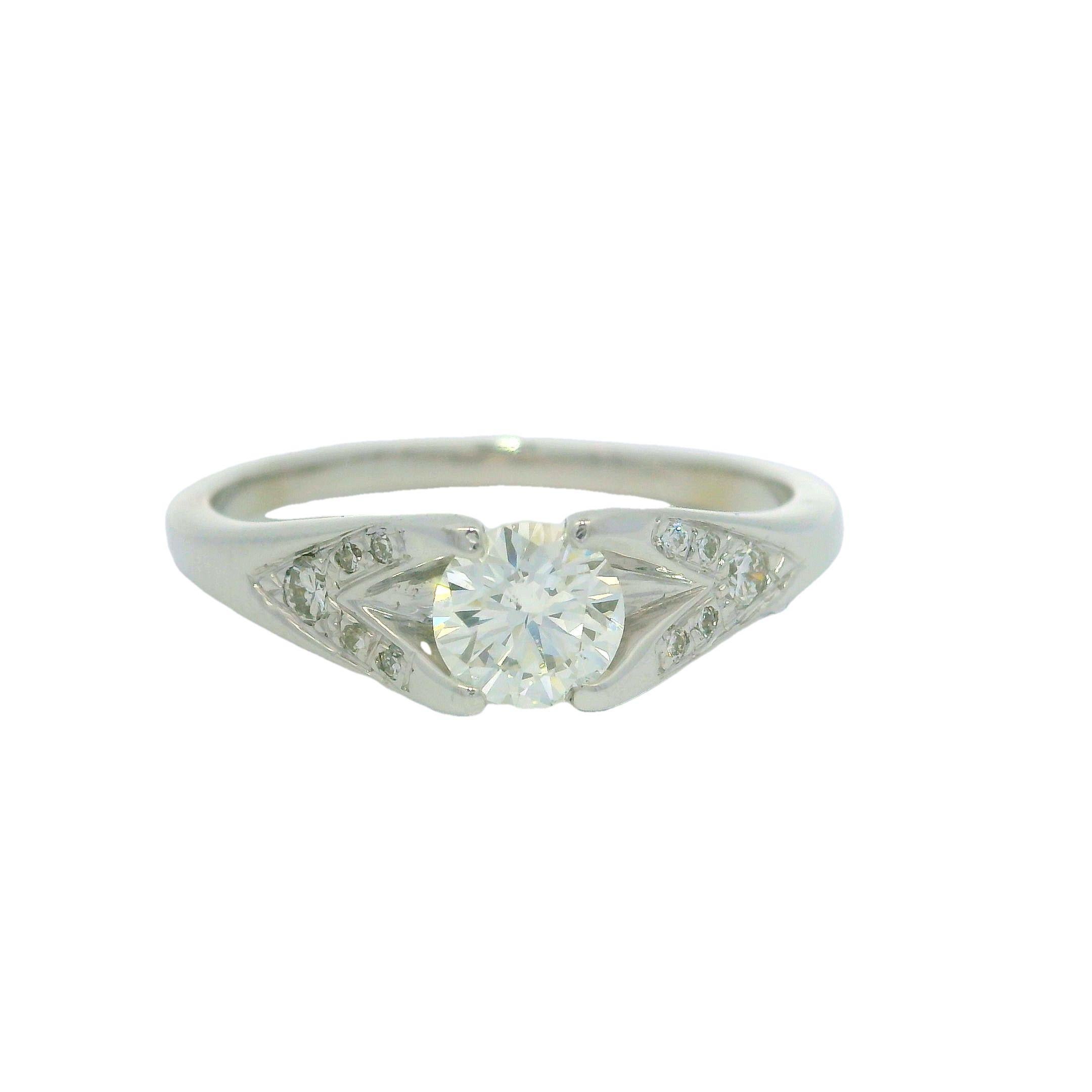 18k White Gold EGL .70ctw Round Brilliant Cut Diamond Solitaire Engagement Ring